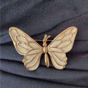 Gold and ivory Napier Vintage Butterfly Brooch